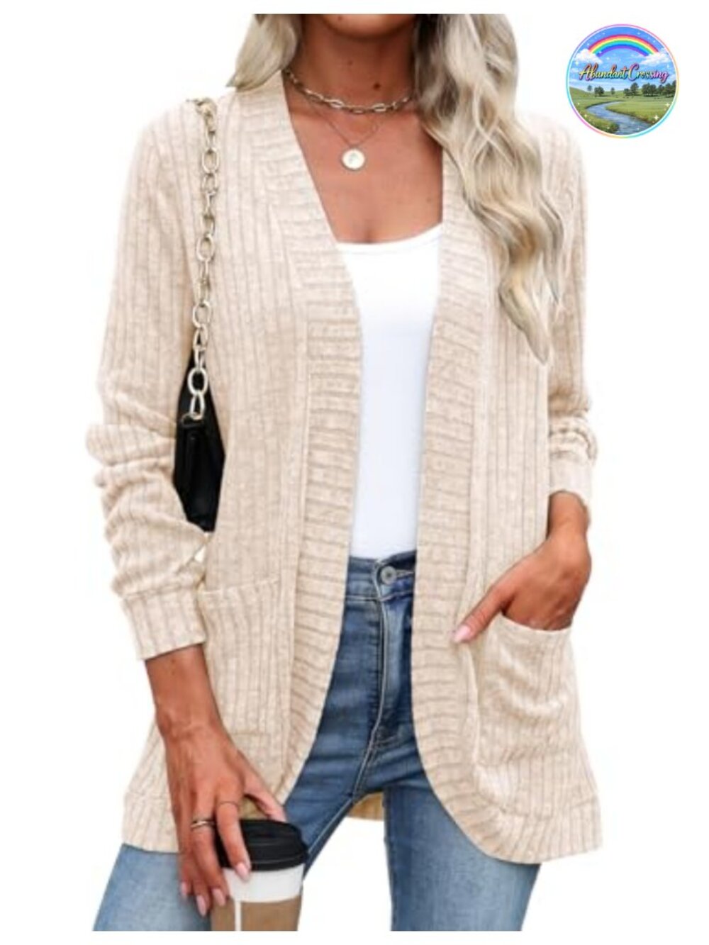 Lightweight Open Front Cardigan with Pockets Long Sleeve Duster